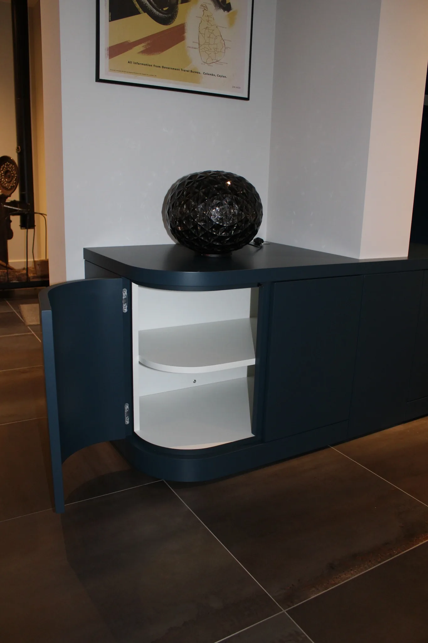 Meuble salon/bibliothèque en Mdf laqué bleu canard — Bibliothèque (vue 3)