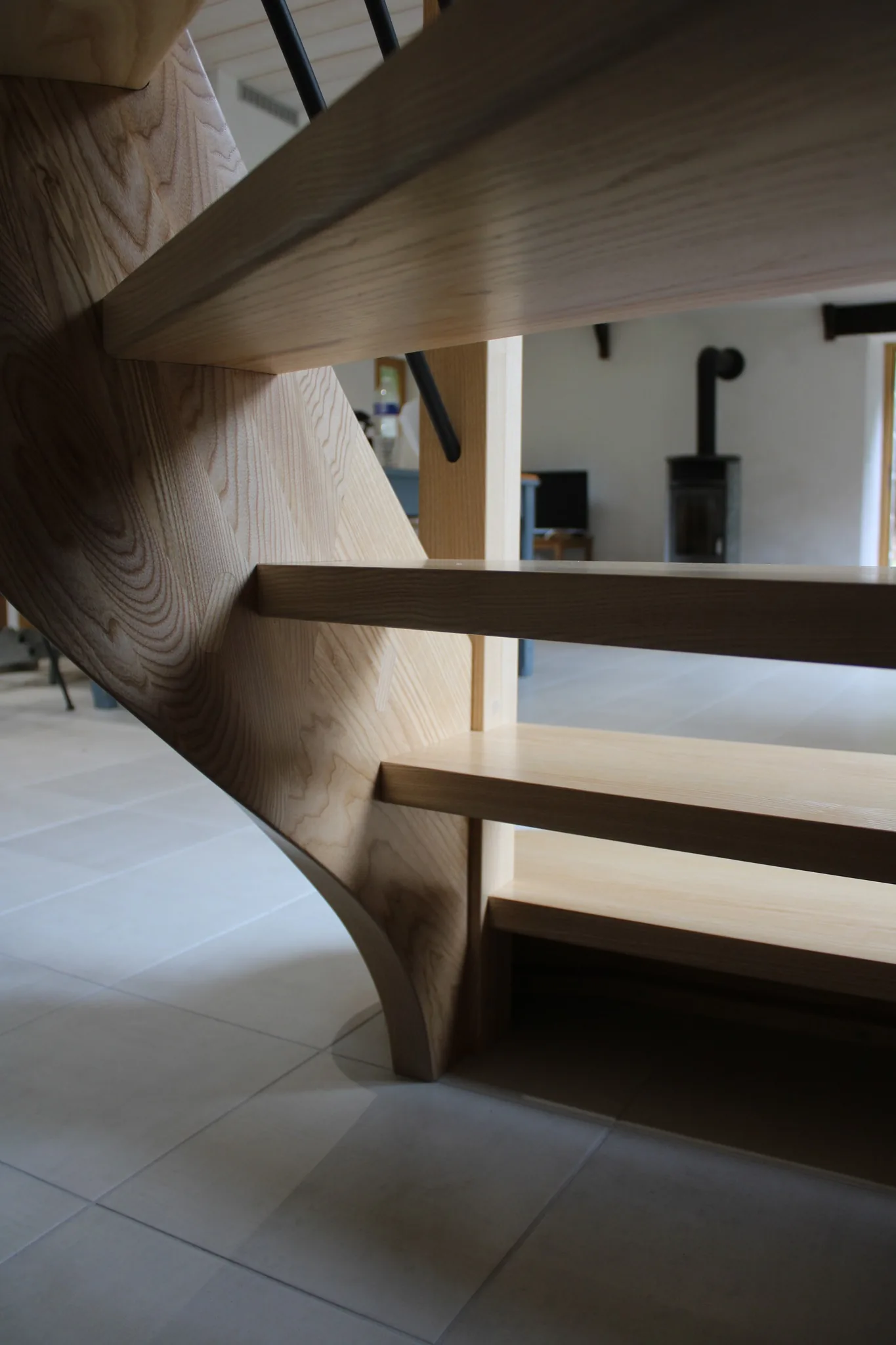 Escalier débillardé double quart tournant en frêne — Escalier (vue 7)