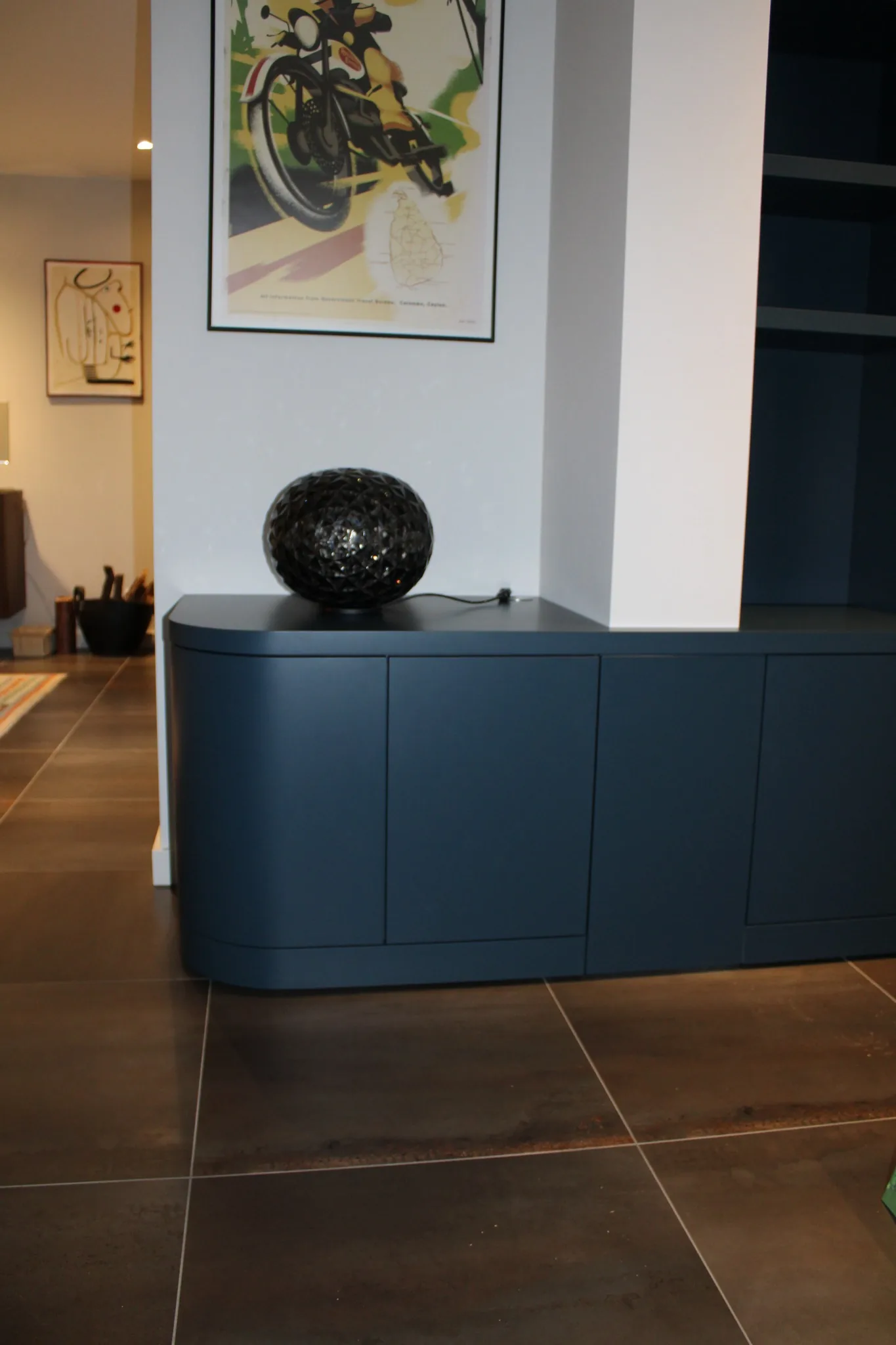 Meuble salon/bibliothèque en Mdf laqué bleu canard — Bibliothèque (vue 2)