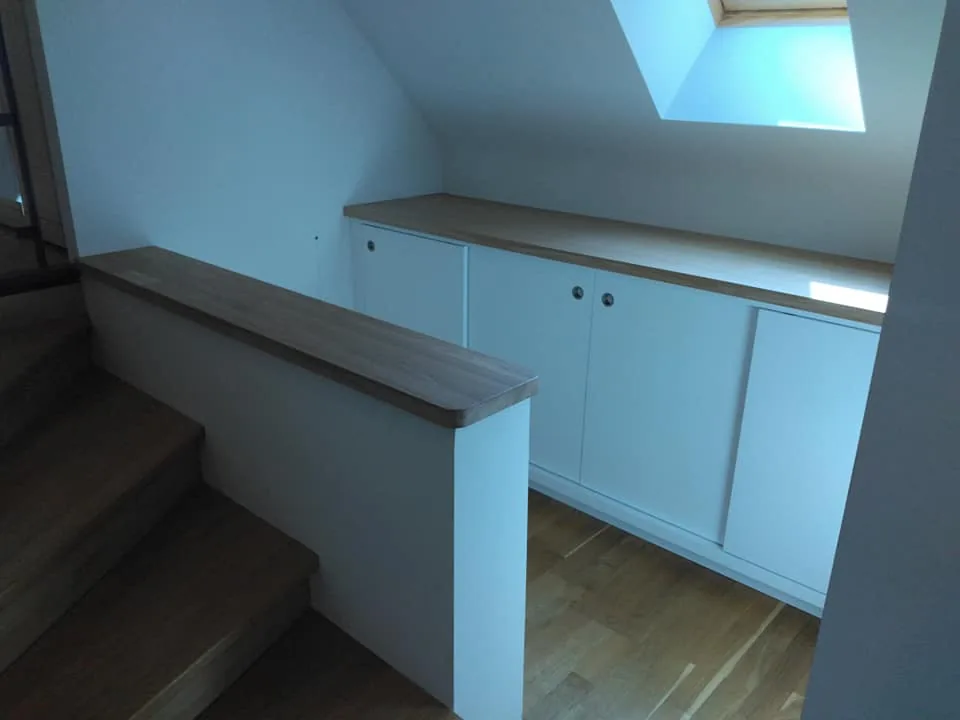 Meuble bas 4 portes coulissantes en mdf laqué blanc — Mobilier (vue 2)